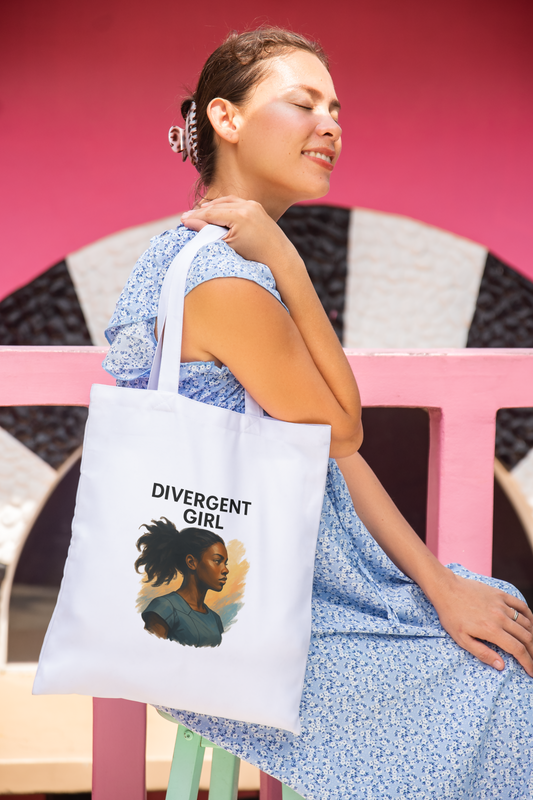 Divergent Girl Cotton Canvas Tote Bag, Eco-Friendly Shopping Tote, Gift for Book Lovers, Reusable Grocery Bag, Inspirational Tote