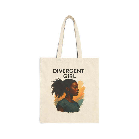 Divergent Girl Cotton Canvas Tote Bag, Eco-Friendly Shopping Tote, Gift for Book Lovers, Reusable Grocery Bag, Inspirational Tote