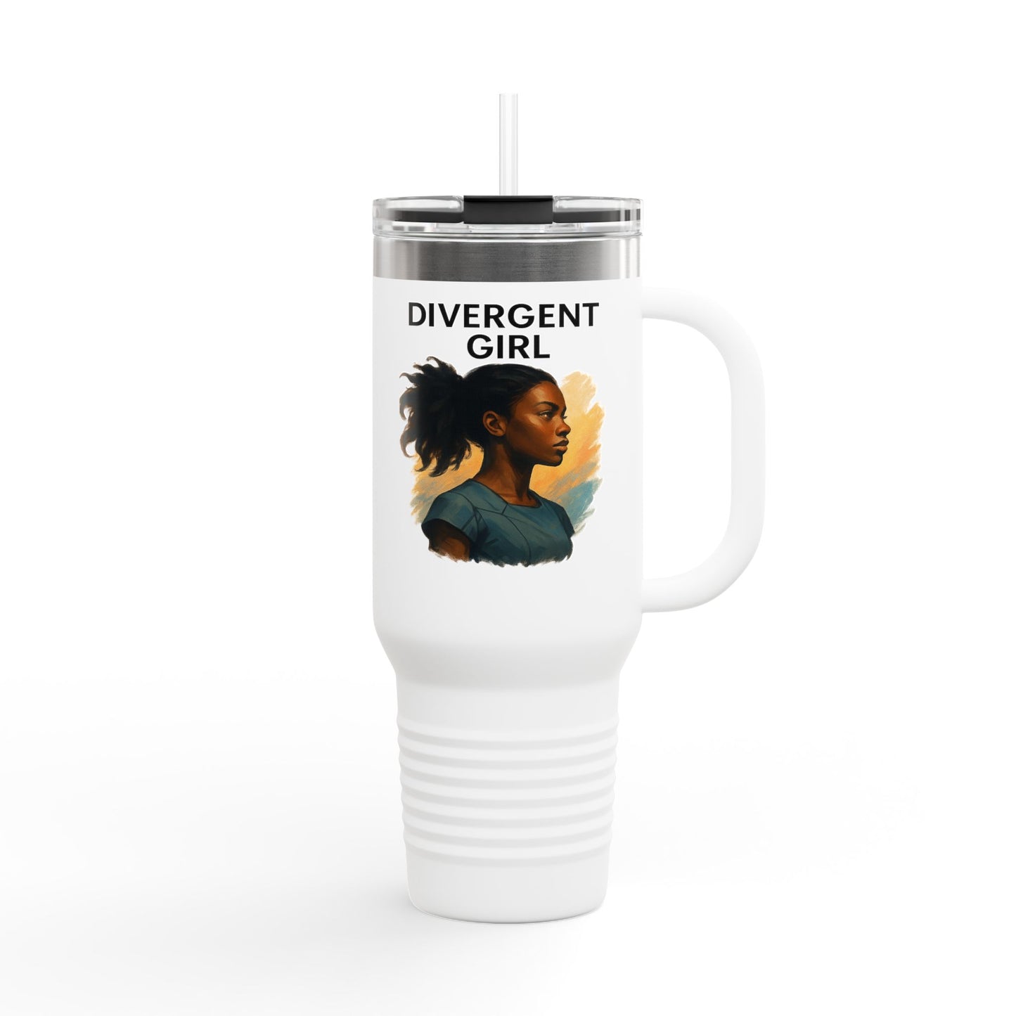 Divergent Girl Insulated Travel Mug, 40oz - Perfect for Adventurers, Hot/Cold Beverages, Gifts, Birthday, Road Trips, Eco-Friendly