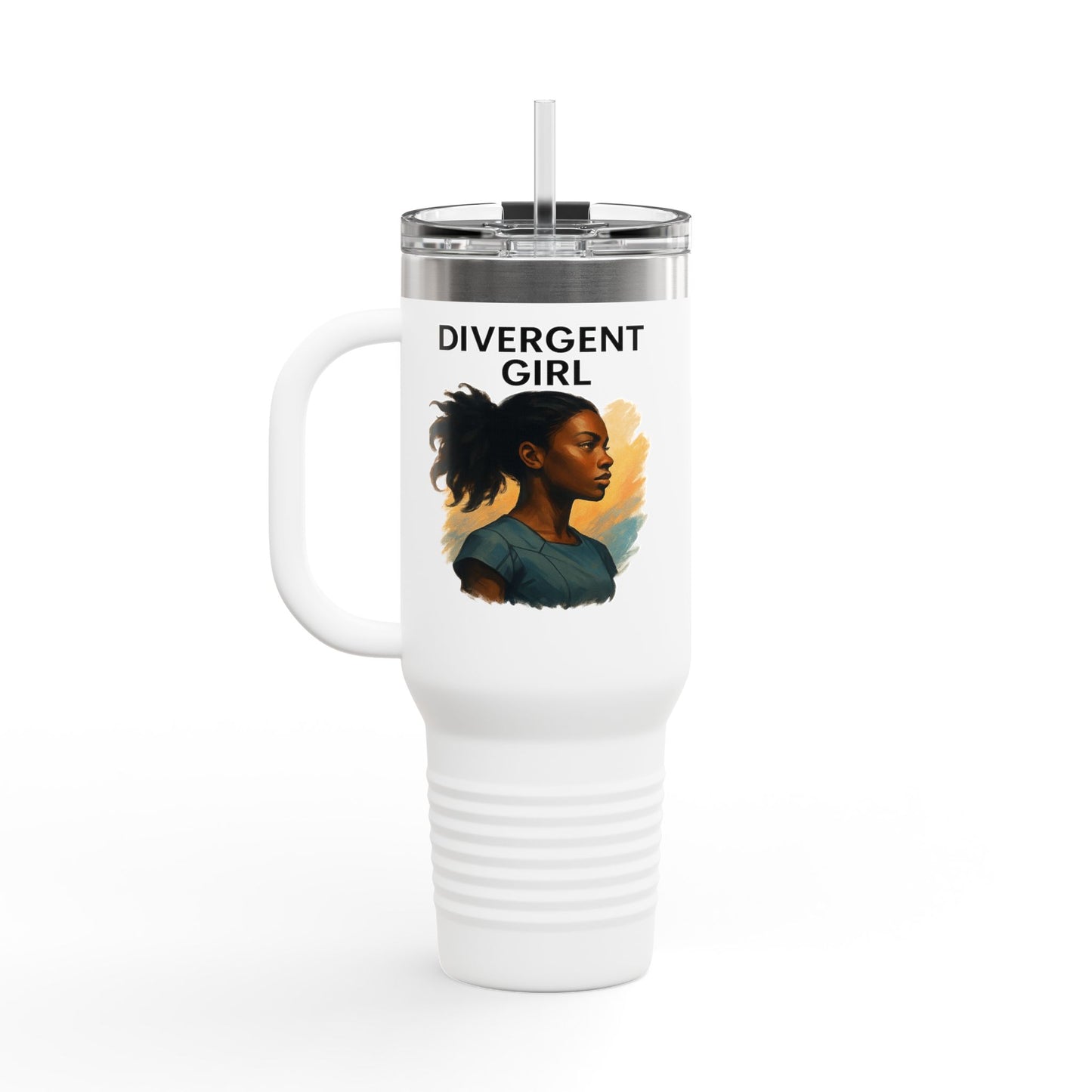 Divergent Girl Insulated Travel Mug, 40oz - Perfect for Adventurers, Hot/Cold Beverages, Gifts, Birthday, Road Trips, Eco-Friendly