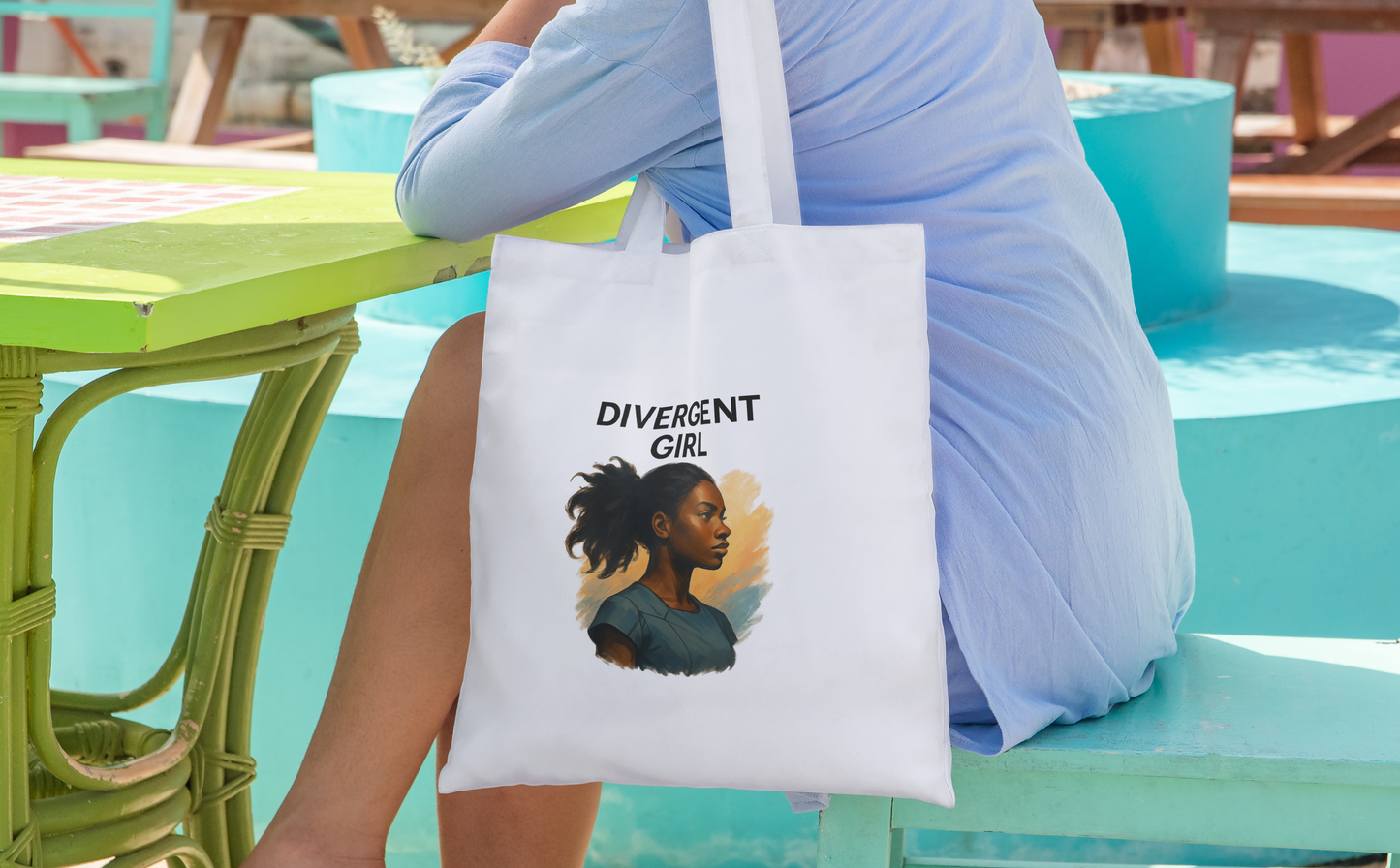 Divergent Girl Cotton Canvas Tote Bag, Eco-Friendly Shopping Tote, Gift for Book Lovers, Reusable Grocery Bag, Inspirational Tote